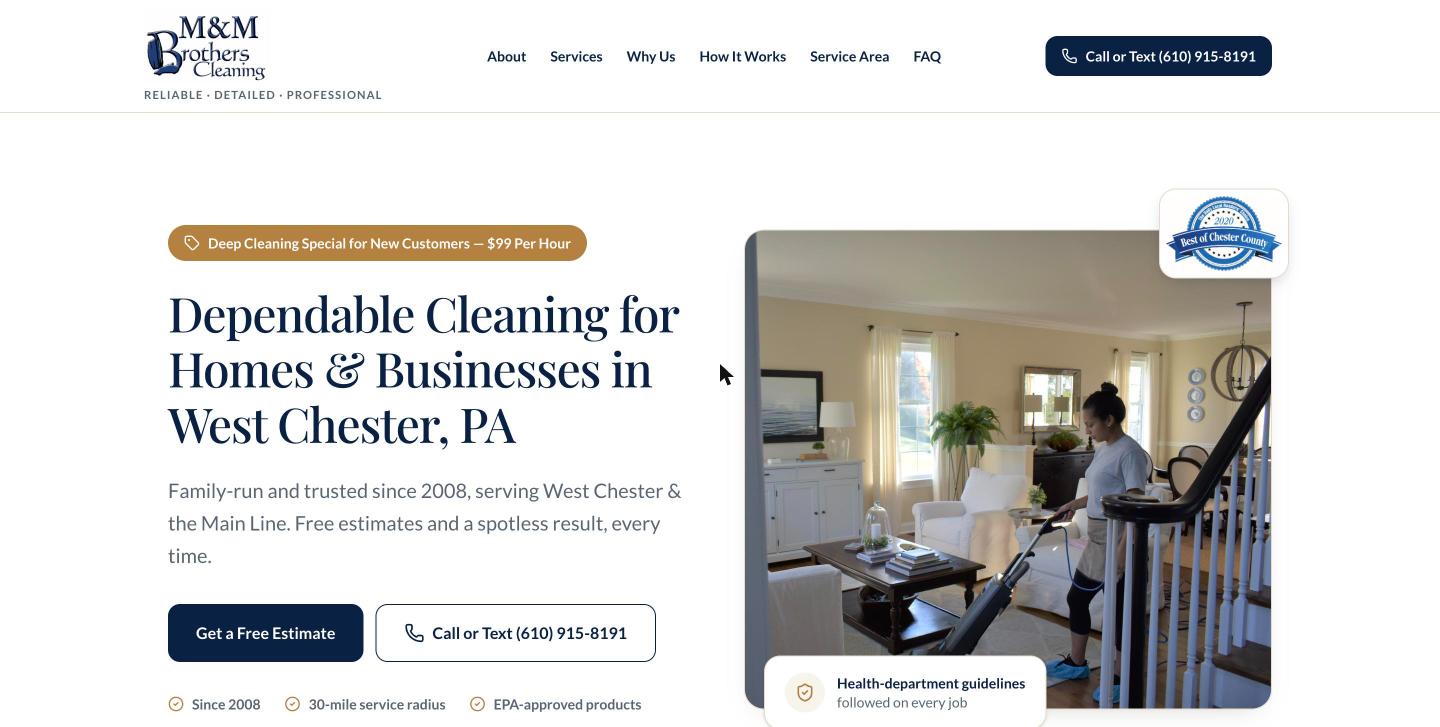 M&M Brothers Cleaning website